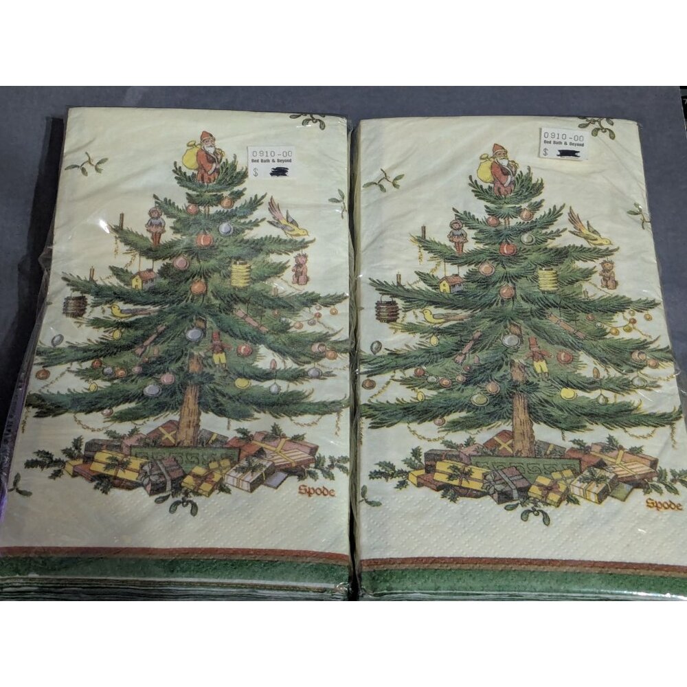 CR Gibson SPODE CHRISTMAS TREE 16-Ct 3-Ply Guest/Dinner Paper Napkins (2)